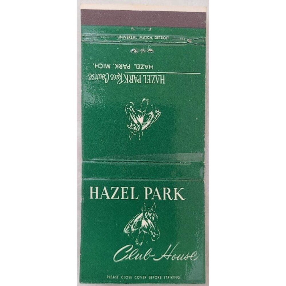 Vintage Matchbook Cover Hazel Park Race Course Club House Michigan MI